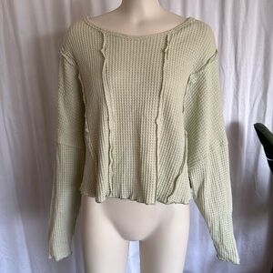 NWT! Charlotte Avery Waffle Knit Long Sleeve in Light Green